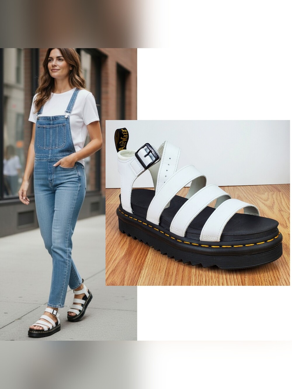 New Dr Martens Blaire strappy platform sandals leather white y2k summer bohemian